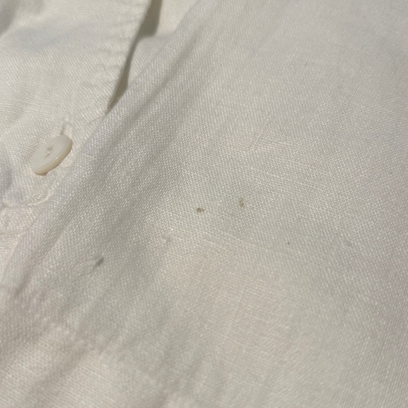 By JJ 100% Linen Stylish White Linen Blouse with Fringe Detail Size Large - Picture 12 of 13